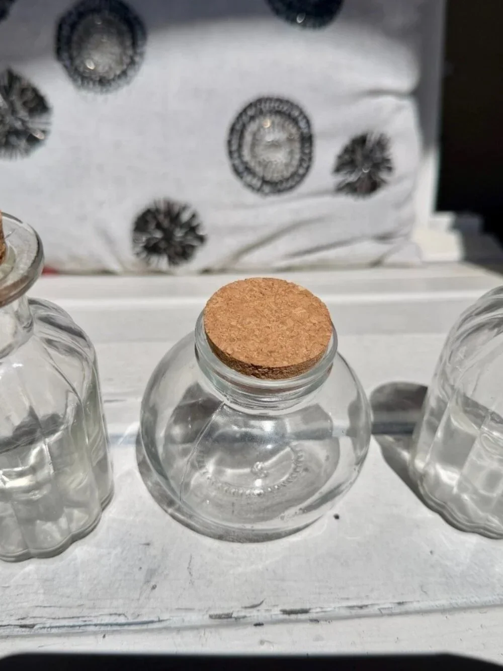 Set of 3 Clear Glass Cork Stopper Bottles Jars Decorative Apothecary Spell Jars